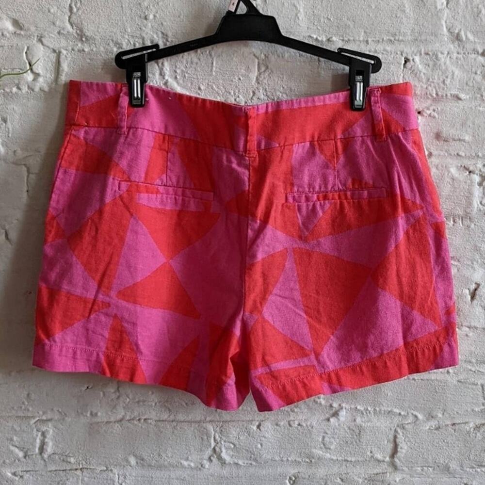 80s Retro Geometric Linen Hot Pink Neon Pastel Lightweight Riviera Chino Shorts - Picture 1 of 5